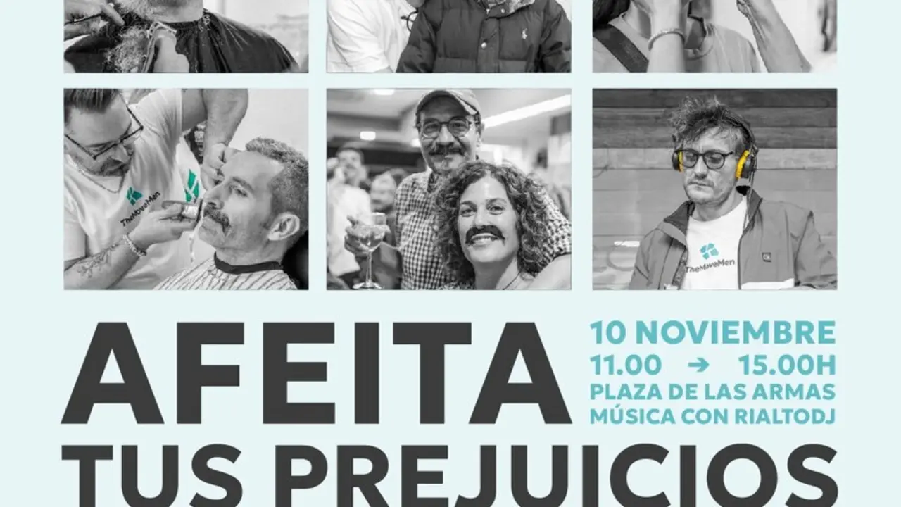 Cartel de la afeitada solidaria contar el c&aacute;ncer de The Move Men. / HA