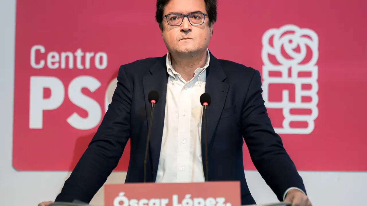 El ministro de Transformaci&oacute;n Digital, &Oacute;scar L&oacute;pez, durante la presentaci&oacute;n de su candidatura para liderar el PSOE-M
