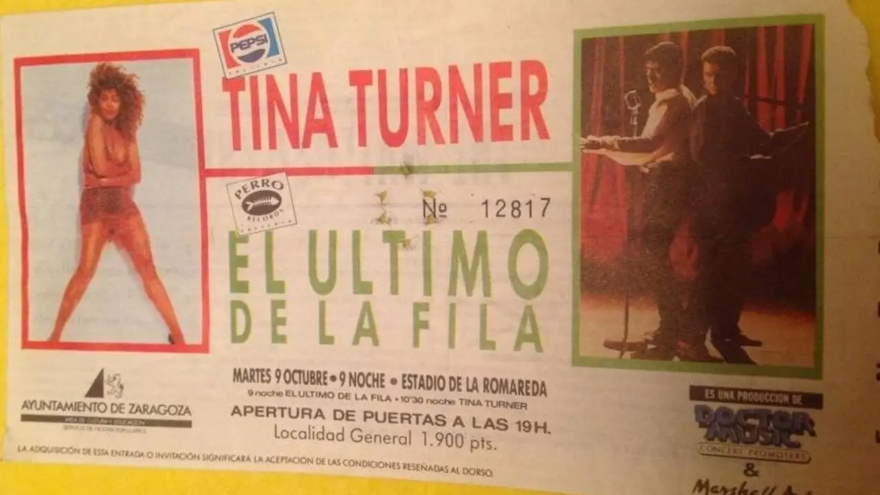 Entrada para el concierto de Tina Turnet en Zaragoza / Perdidos en los 80