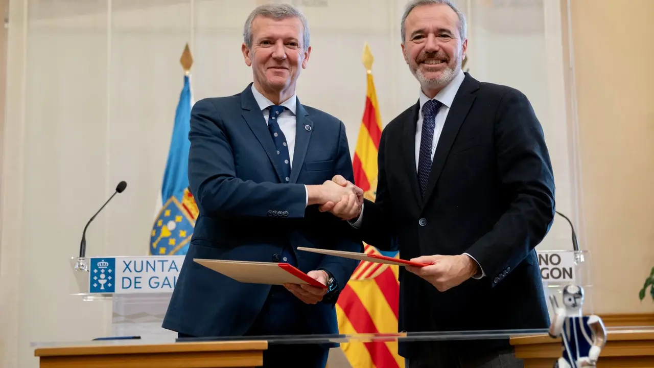 Alfonso Rueda y Jorge Azc&oacute;n, antes de la rueda de prensa