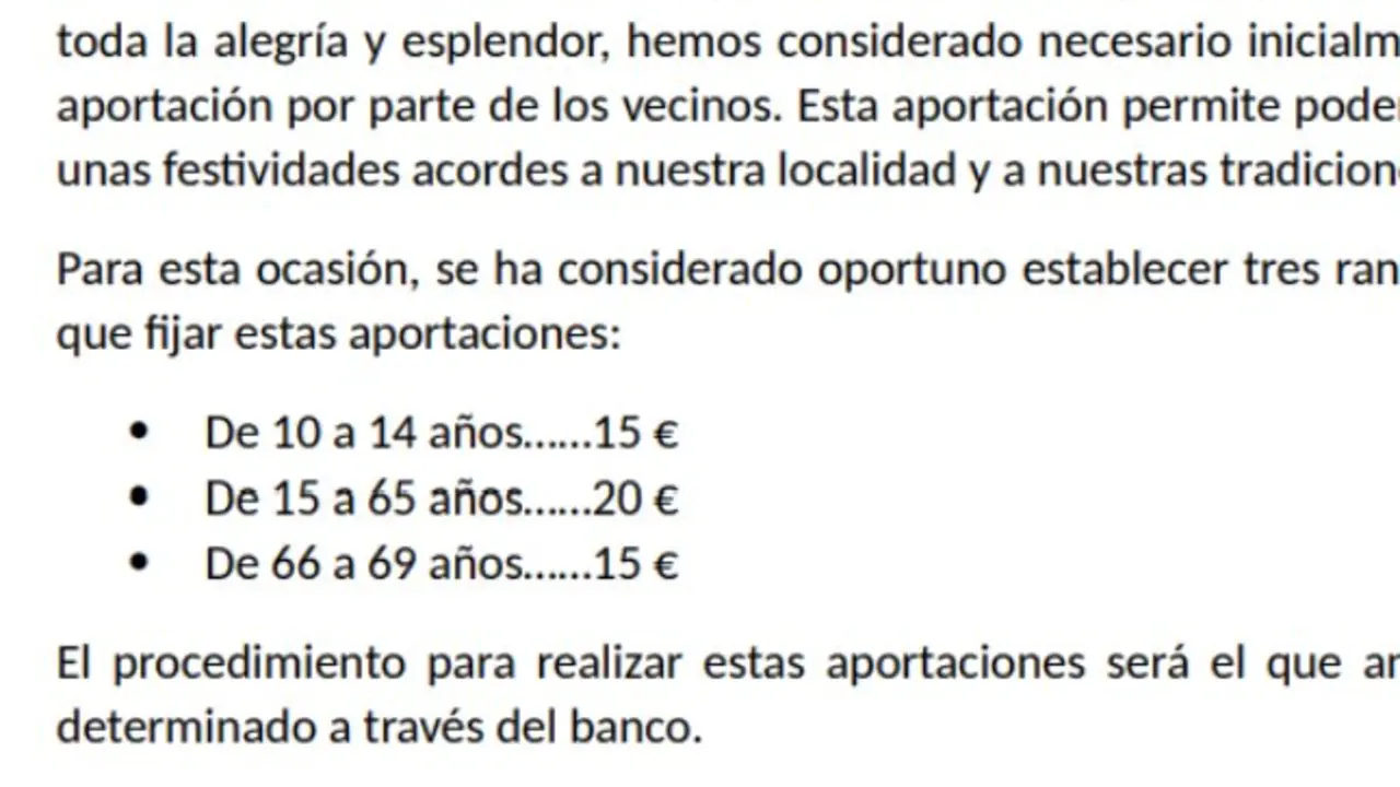 Extracto de la carta enviada a los vecinos