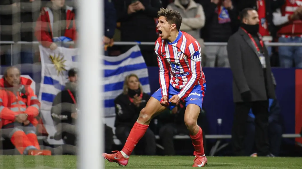 Celebraci&oacute;n de Giuliano Simeone tras marcar gol / Atl&eacute;tico de Madrid