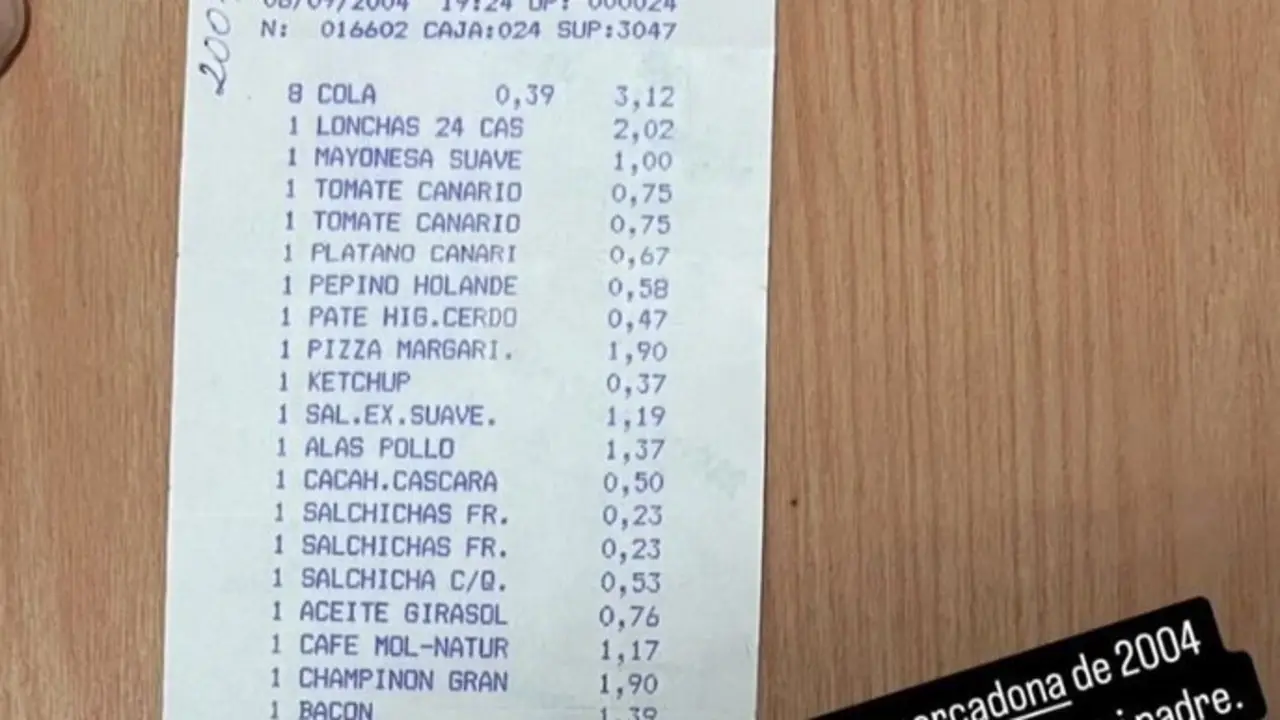 Ticket de compra en 2004