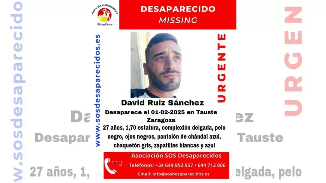 Un joven desaparece en Tauste (Zaragoza). / SOS DESAPARECIDOS