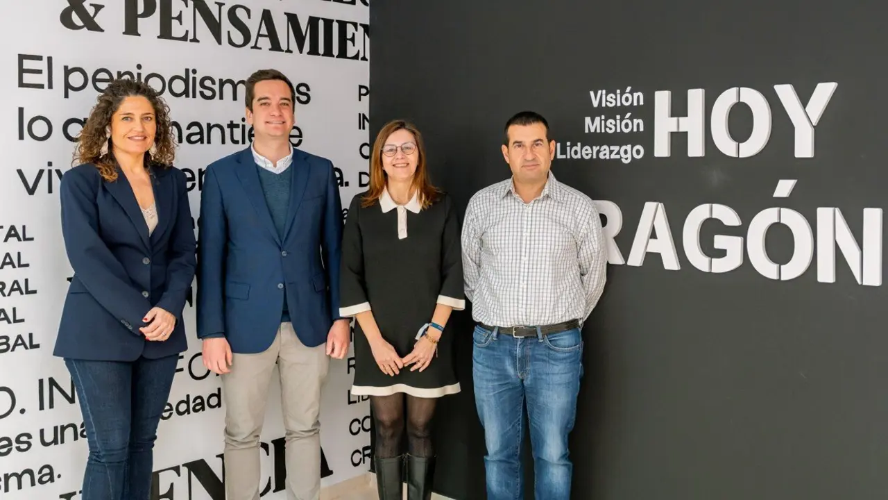 De izquierda a derecha, Elena Lacalle (Cuarte), Pablo Blanquet (Pina de Ebro), Ana Jarque (Caspe) y Roberto Cabistany (Fay&oacute;n). / &Aacute;LVARO CALVO