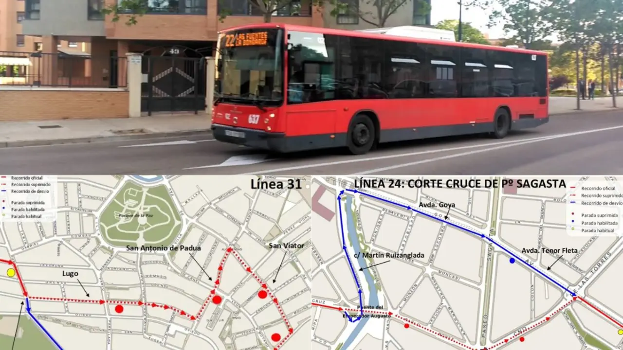 Las l&iacute;neas 22, 24 y 31 de bus, afectadas por el asfaltado