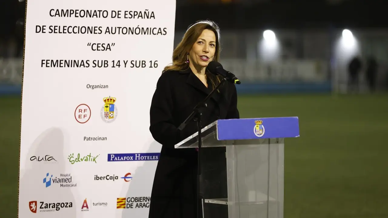 Natalia Chueca, alcaldesa de Zaragoza, durante la inauguraci&oacute;n del campeonato ./ Ayuntamiento de Zaragoza