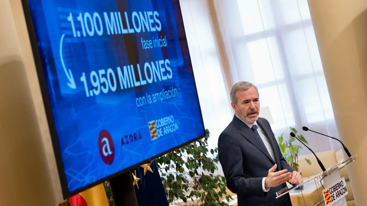 El presidente de Arag&oacute;n, Jorge Azc&oacute;n, en la presentaci&oacute;n de la inversi&oacute;n de Azora