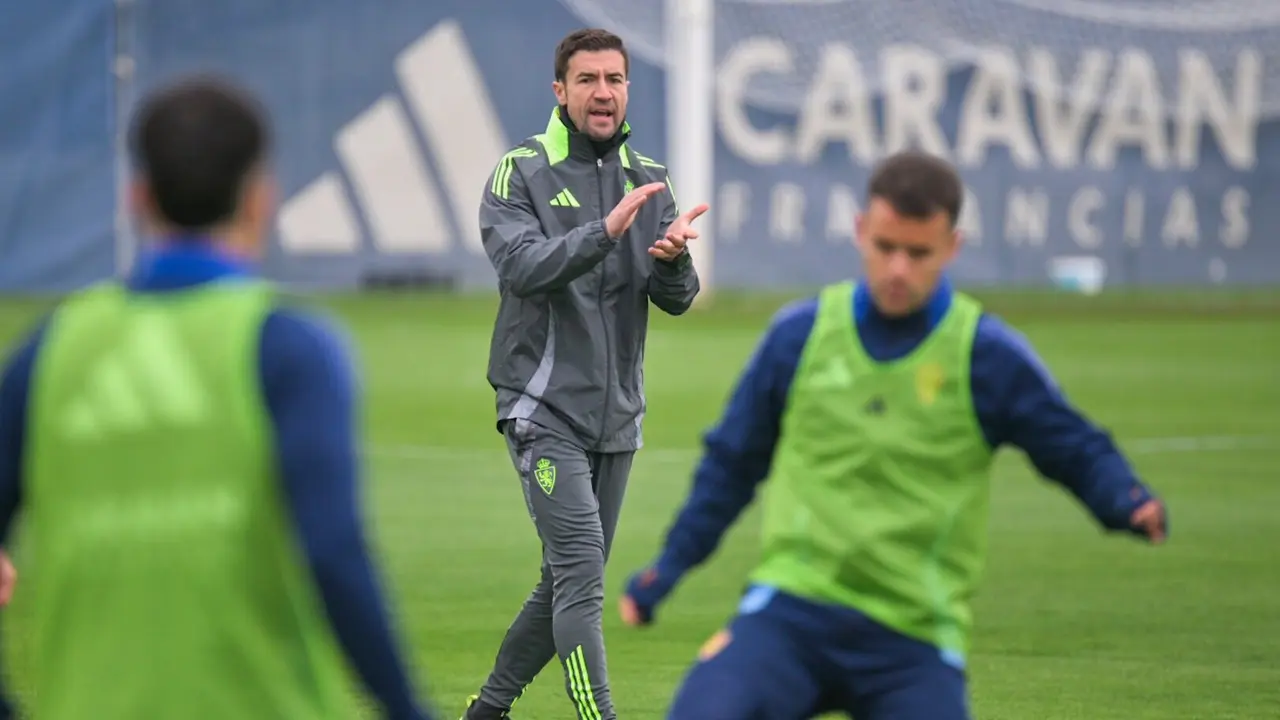 Gabi durante un entrenamiento con el Real Zaragoza / Marcos Cebri&aacute;n