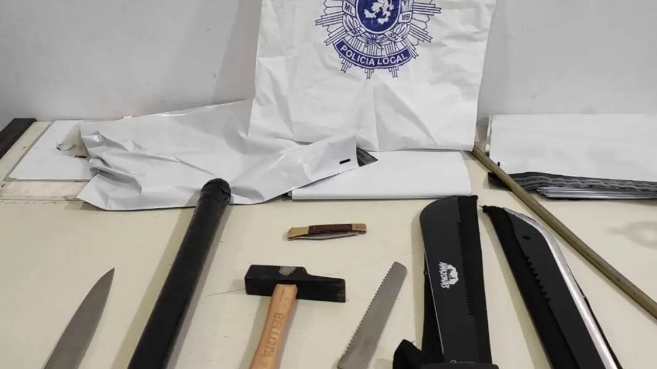 Imagen de unas armas blancas incautadas a pandilleros por la Polic&iacute;a Local de Zaragoza /H.A.