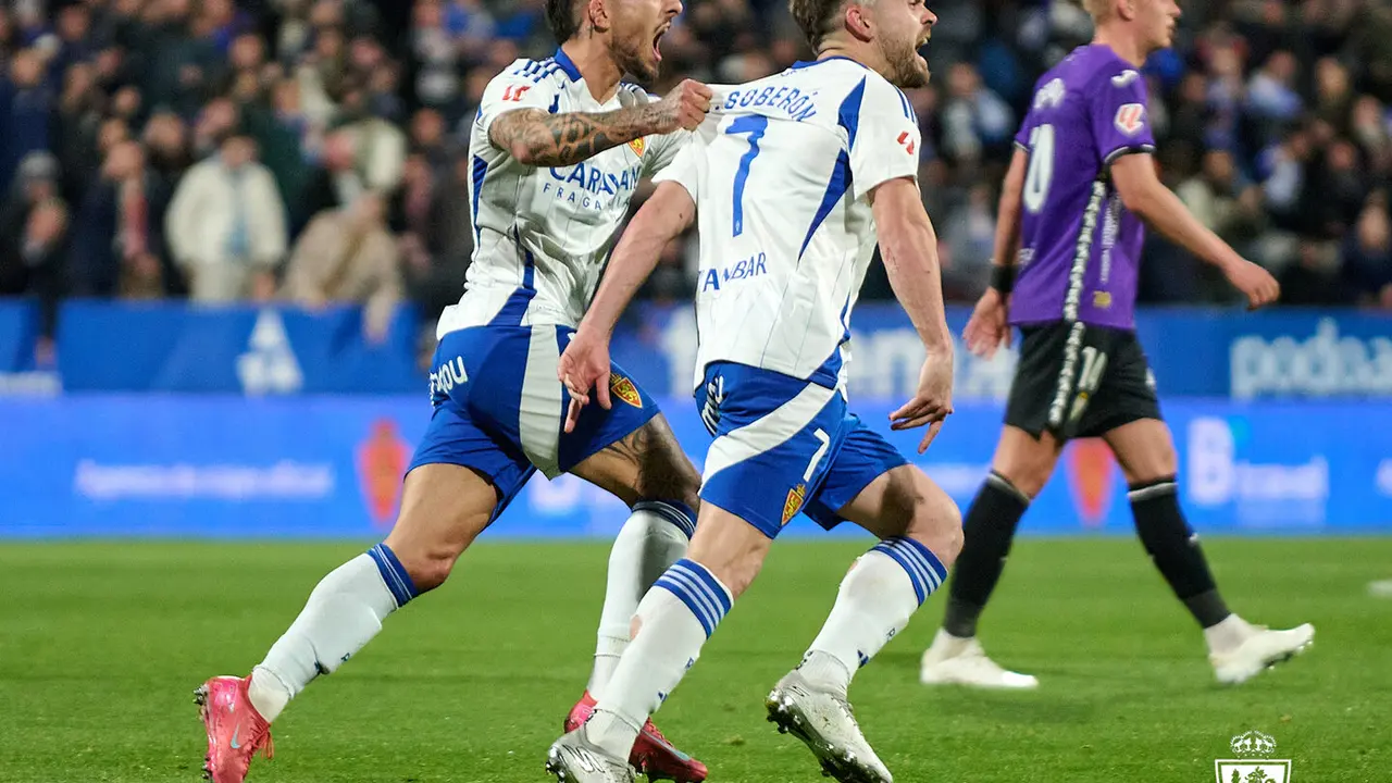 Mario Sober&oacute;n celebrando su gol ante el C&oacute;rdoba / Real Zaragoza