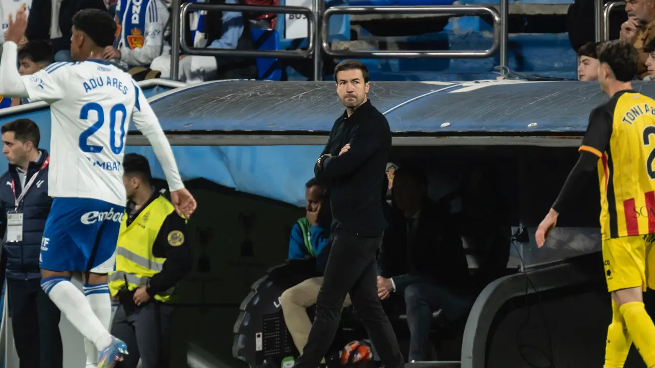 Gabi en un partido del Real Zaragoza / MARCOS CEBRI&Aacute;N