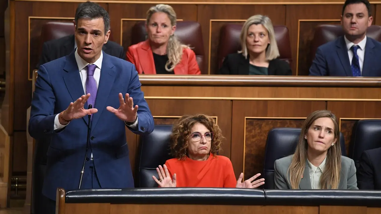 El presidente del Gobierno, Pedro S&aacute;nchez, interviene durante una sesi&oacute;n de control al Gobierno, en el Congreso de los Diputados. /EP