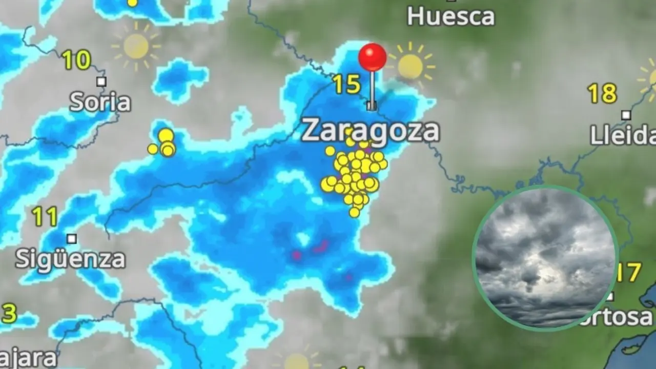La tormenta que se espera en Zaragoza en 1 hora