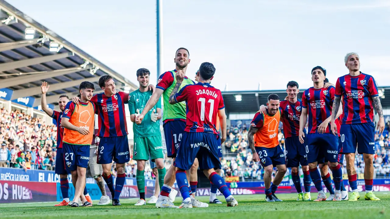 Celebraci&oacute;n de la SD Huesca en el &uacute;ltimo partido / SD Huesca