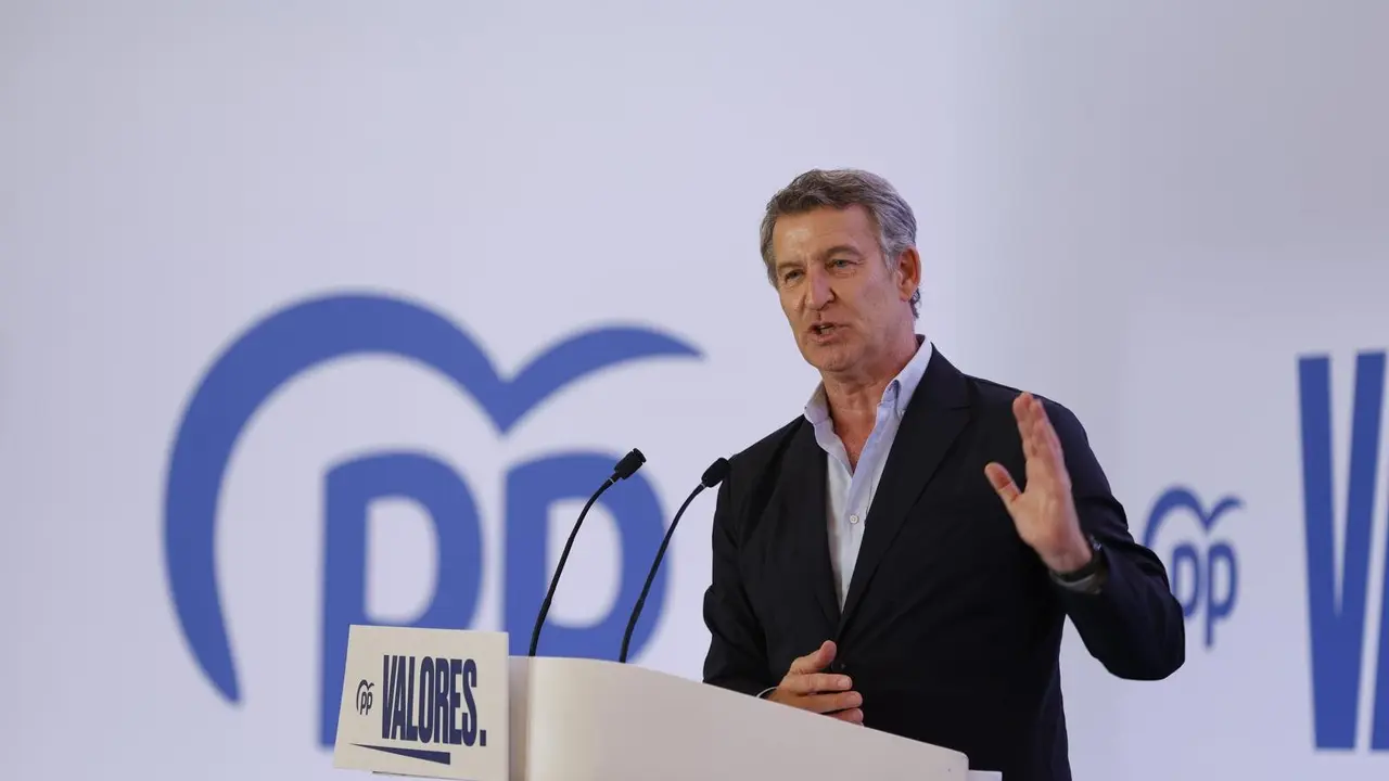 El presidente del Partido Popular, Alberto N&uacute;&ntilde;ez Feij&oacute;o, en un acto en Zaragoza