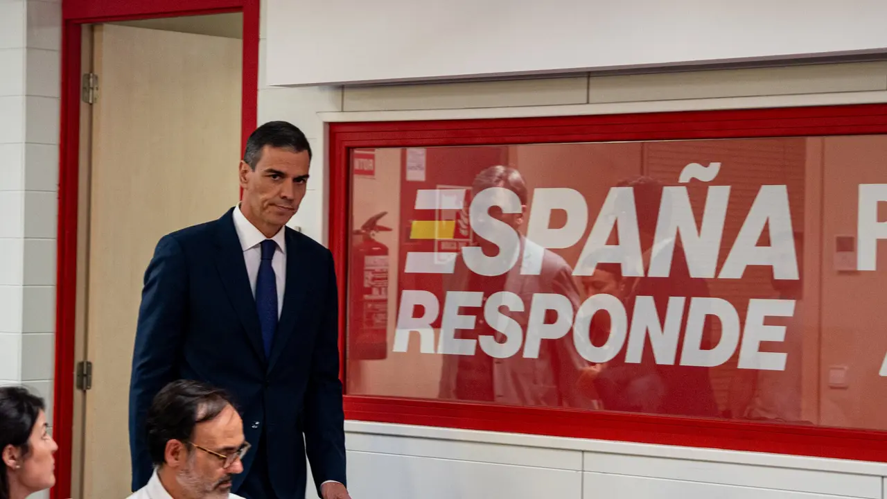 El secretario general del PSOE, Pedro S&aacute;nchez, en Ferraz