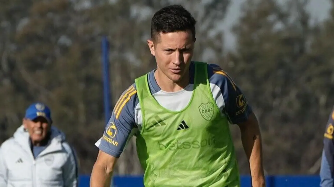 Ander Herrera durante un entrenamiento con Boca Juniors