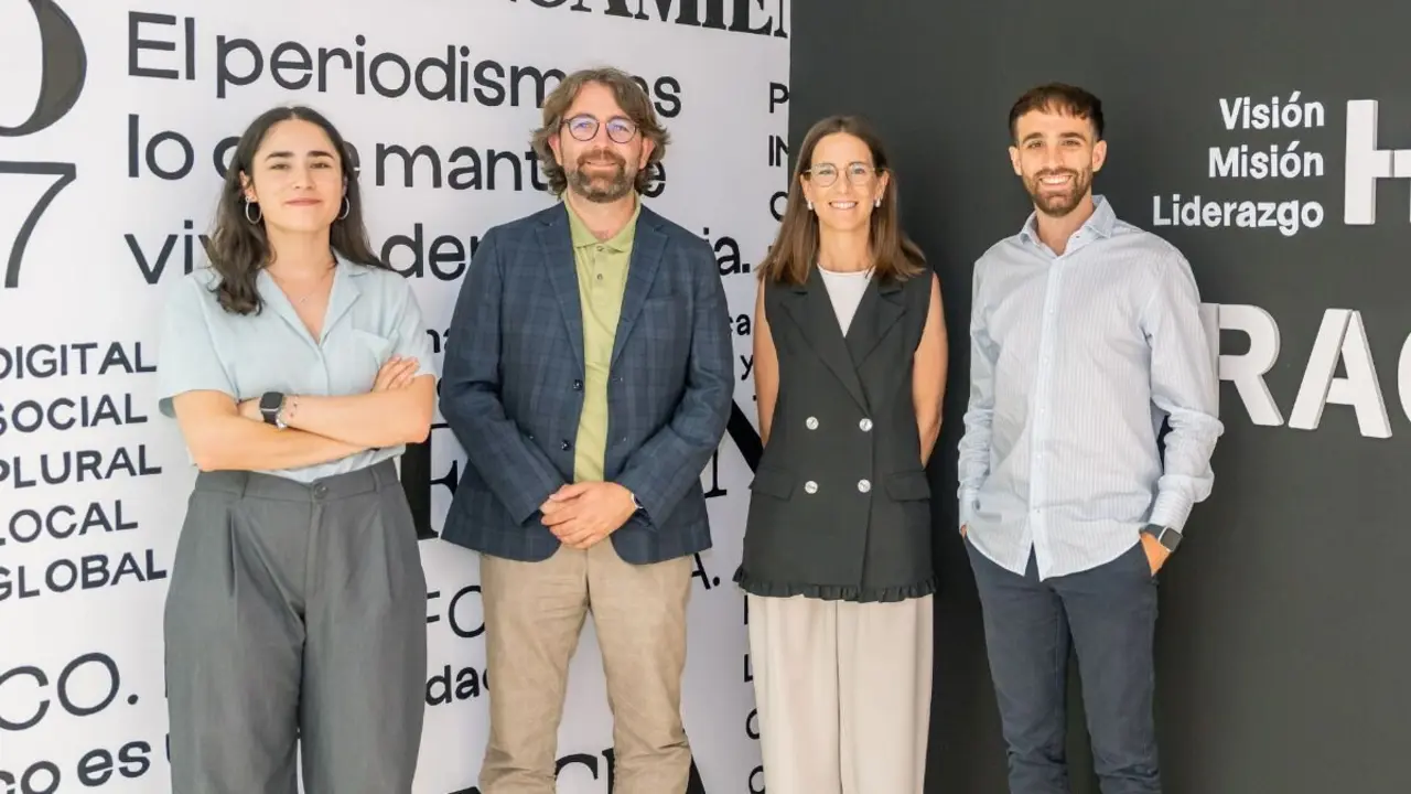 De izquierda a derecha, Irene San Rom&aacute;n (Lobe), David D&iacute;ez (ITA), Roc&iacute;o Cipr&eacute;s (Consolis Tecnyconta) y Jos&eacute; Luis Ure&ntilde;an (Persax). / &Aacute;lvaro Calvo