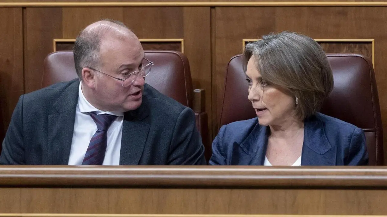El portavoz del PP en el Congreso, Miguel Tellado, y la secretaria general del PP, Cuca Gamarra ./ Alberto Ortega - Europa Press - Archivo
