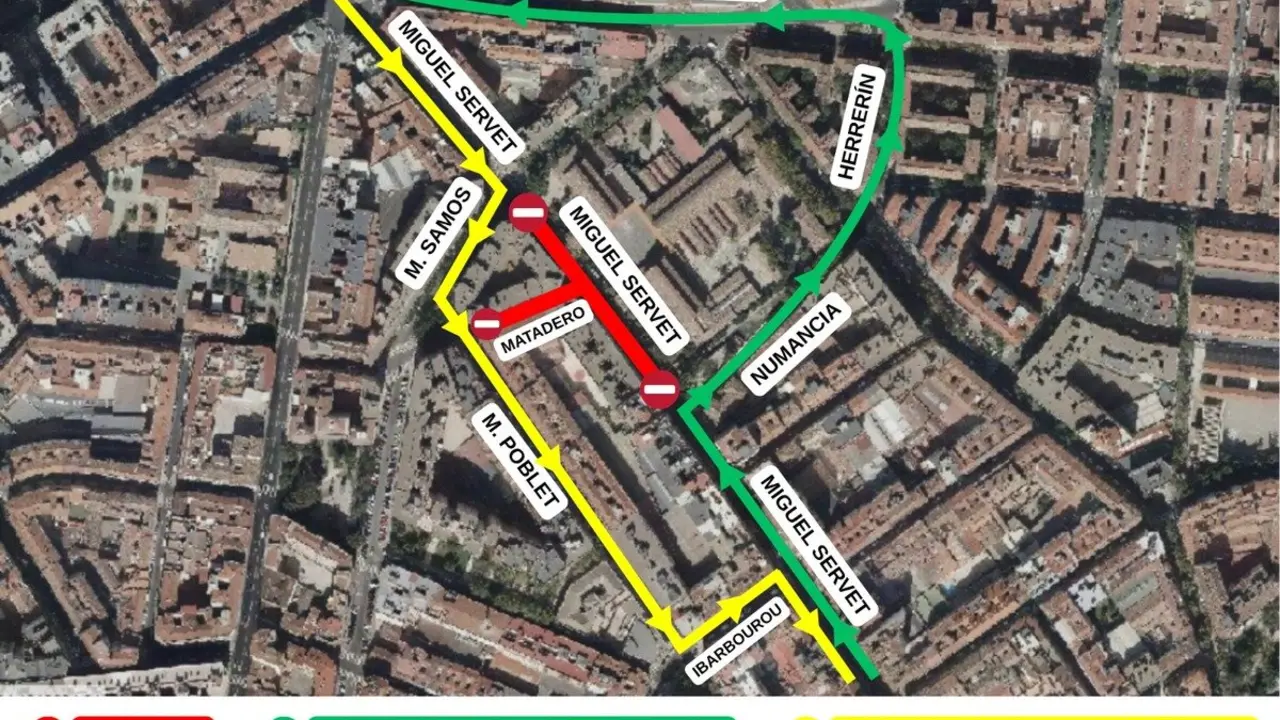 Cortes y desv&iacute;os por las obras de la calle Matadero