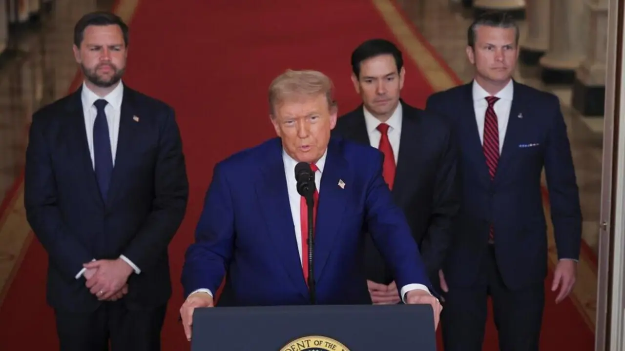 Donald Trump durante la rueda de prensa en la que confirmaba los ataques sobre Ir&aacute;n