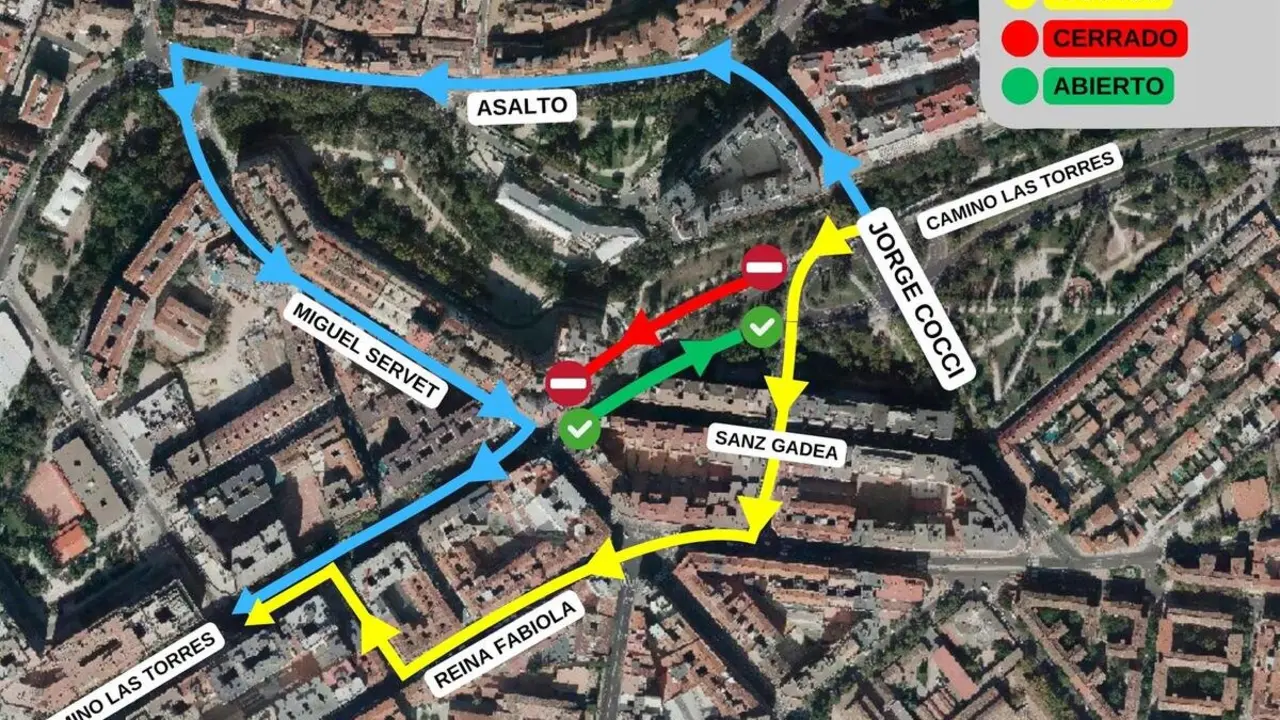 Mapa elaborado por el consistorio sobre la movilidad en la zona de Camino las Torres
- AYUNTAMIENTO DE ZARAGOZA