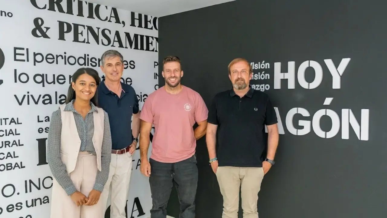 Representantes de RIS Iberia, iG4 Agronom&iacute;a, Nexio y Campag en HOY ARAG&Oacute;N. / &Aacute;lvaro Calvo