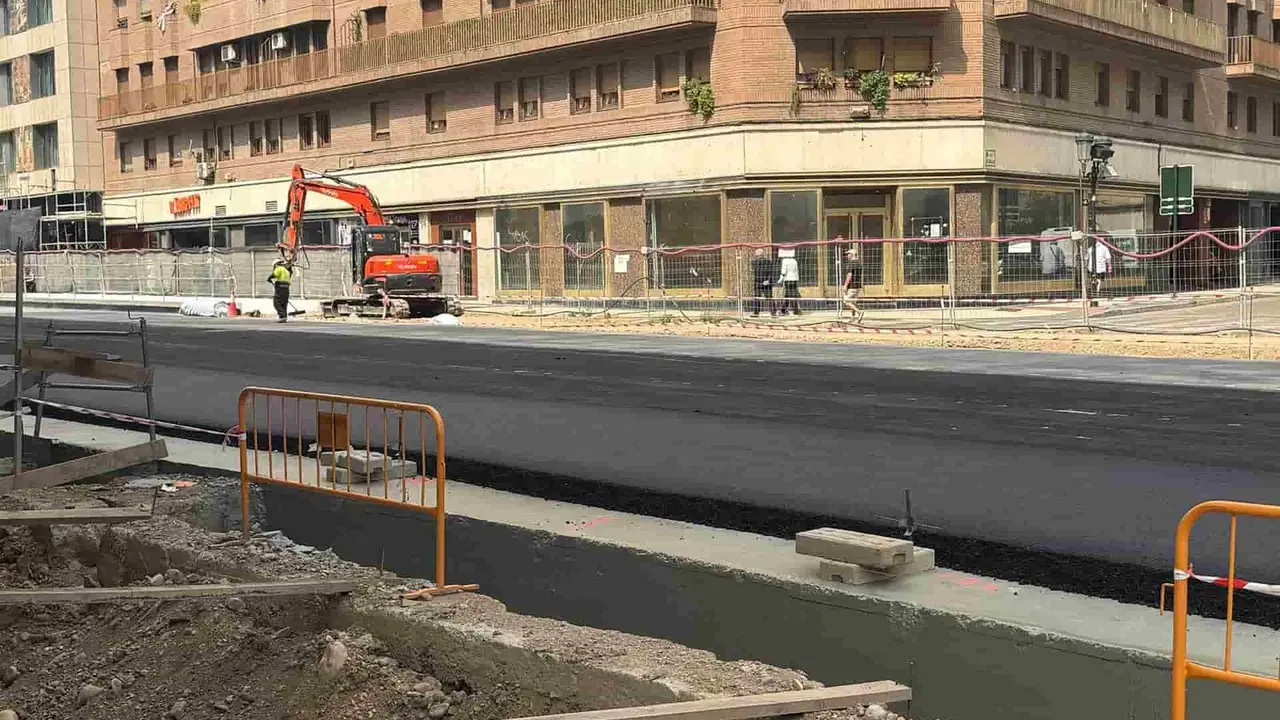 La Avenida Cesar Augusto en obras.
