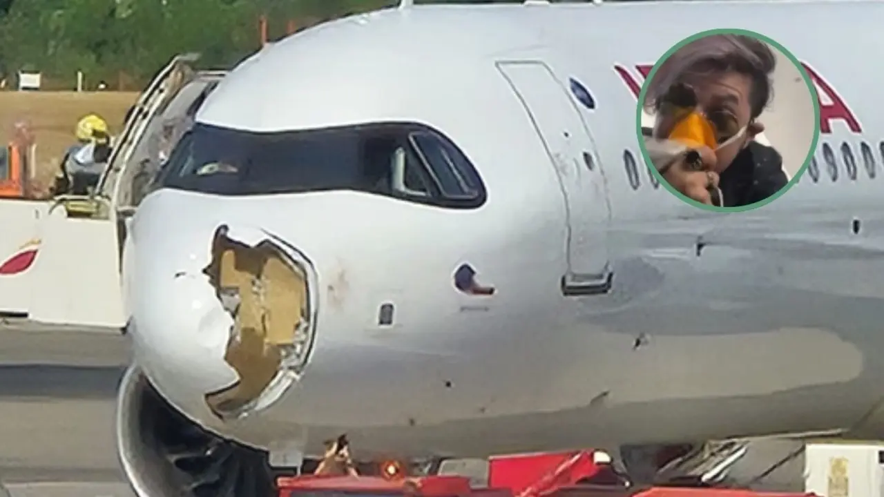 Aterrizaje de emergencia en Barajas tras una colisi&oacute;n con un buitre