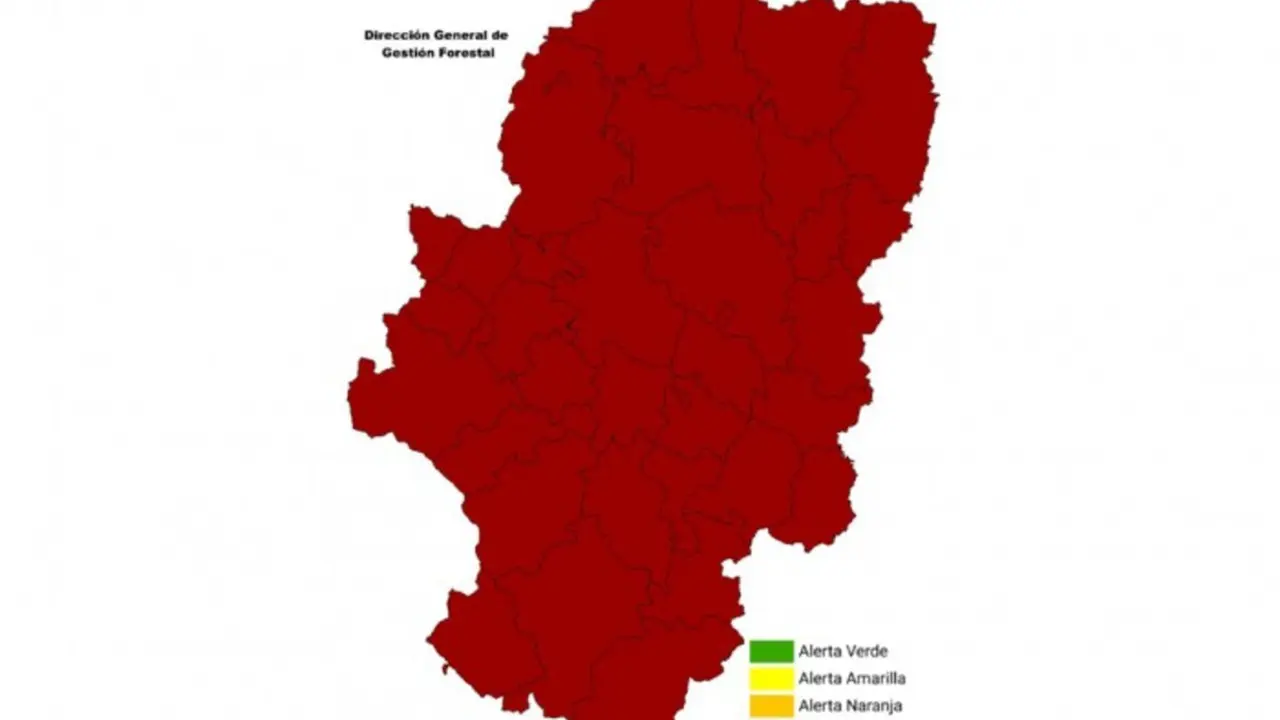 La alerta roja PLUS por riesgo extremo de incendios forestales en Arag&oacute;n se extiende hasta el lunes