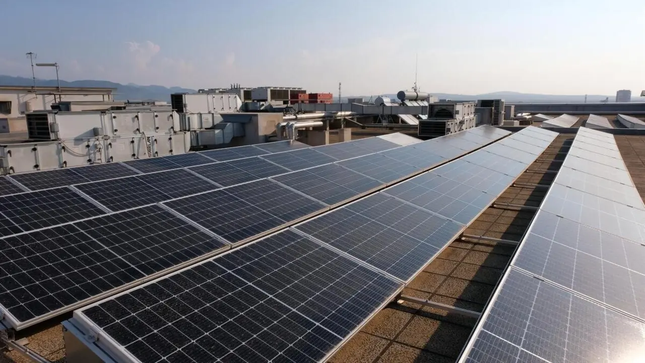Placas solares en un edificio.