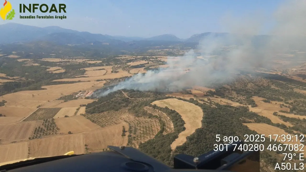 Incendio de Abiego, declarado el pasado 5 de agosto. / INFOAR