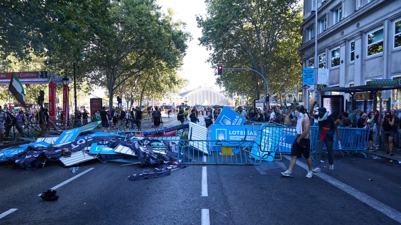 Protestas a favor de Palestina en la llegada de La Vuelta a Madrid./ EP