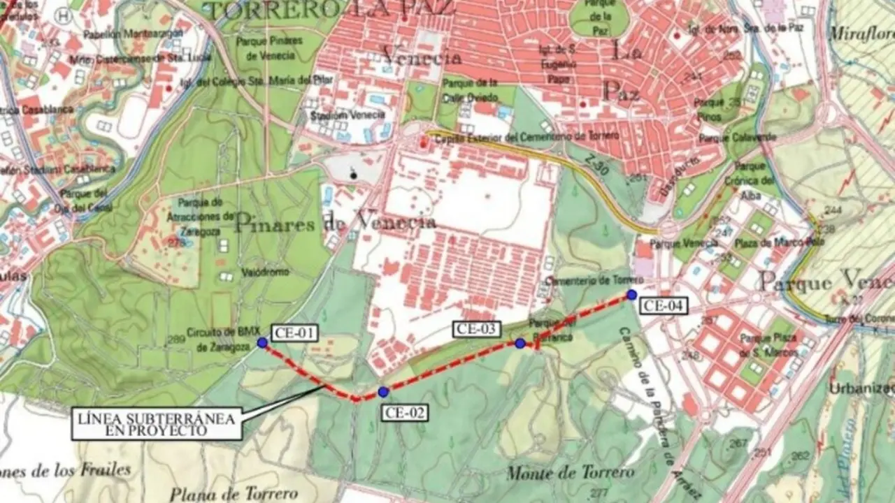 L&iacute;neas alta tensi&oacute;n Barranco de la Muerte ./ Ayuntamiento de Zaragoza