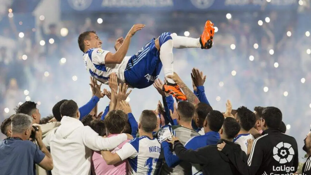 Alberto Zapater durante su despedida del Real Zaragoza / LaLiga