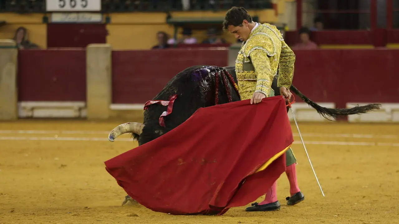 Daniel Luque con el quinto de la tarde./ Plaza de toros de Zaragoza