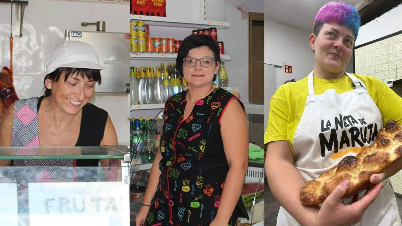 De izquierda a derecha, Susana Ureña, Noelia Castarlenas y Cristina del Valle, en Fayón. / HA