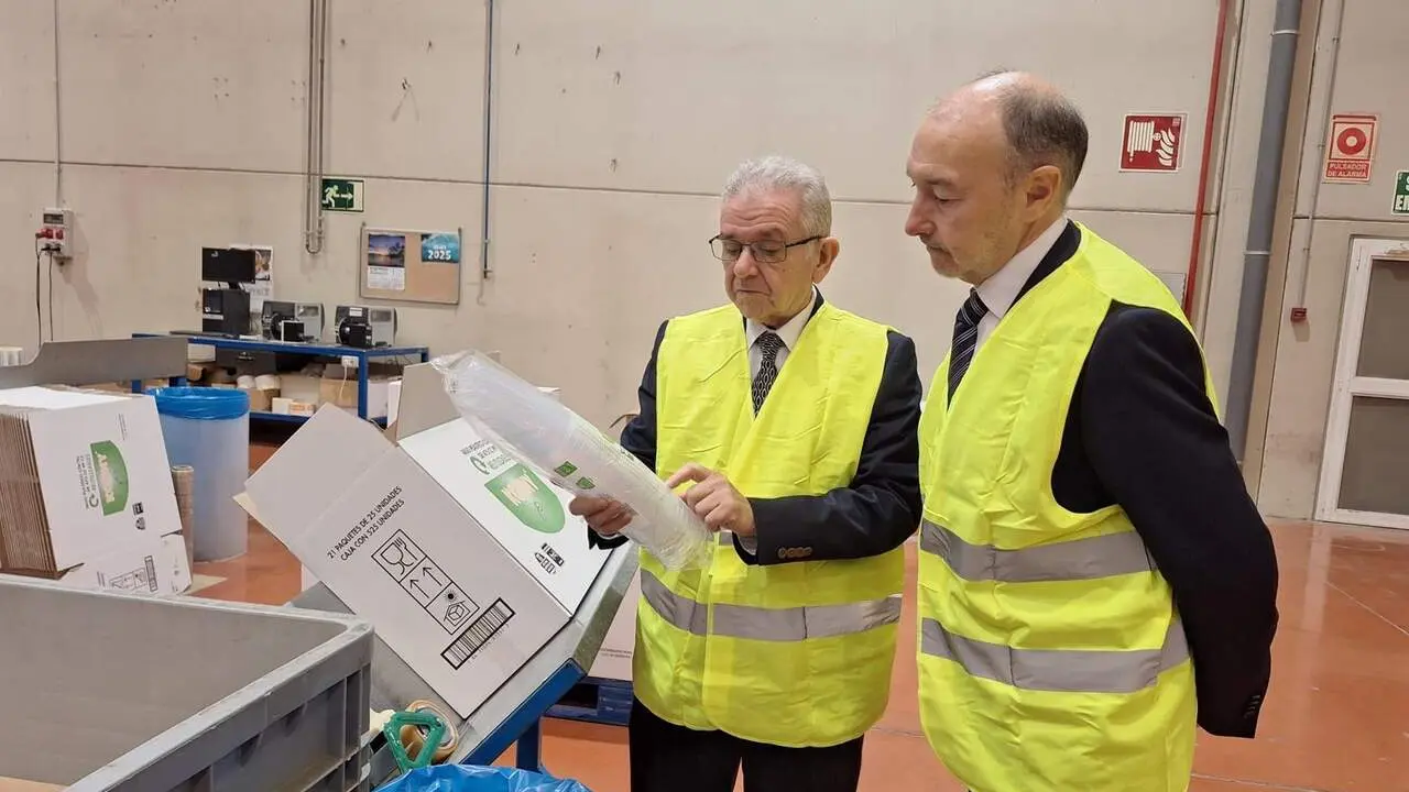 El delegado del Gobierno en Arag&oacute;n, Fernando Beltr&aacute;n, visita la empresa Pinaform. / DGA