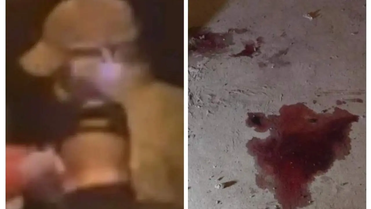 Imagen del acusado con los agentes el d&iacute;a que encontraron a Mariana y de la sangre que se encontr&oacute; junto al cuerpo de 'El Franc&eacute;s'/ Cedidas a H.A.