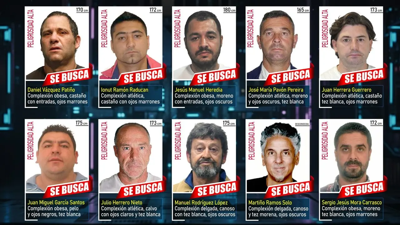 Los fugitivos m&aacute;s
buscados en Espa&ntilde;a. / POLIC&Iacute;A NACIONAL