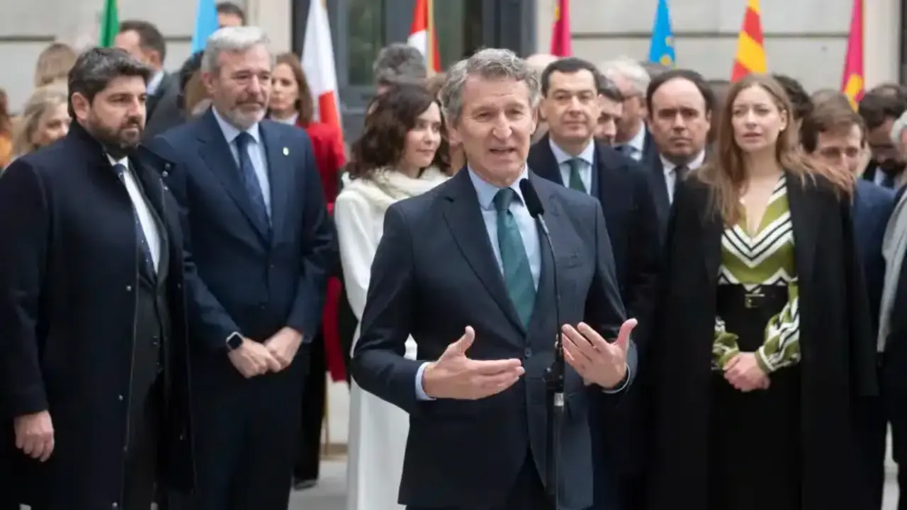 El l&iacute;der del PP, Alberto Nu&ntilde;ez Feij&oacute;o, junto a los barones del PP / EFE