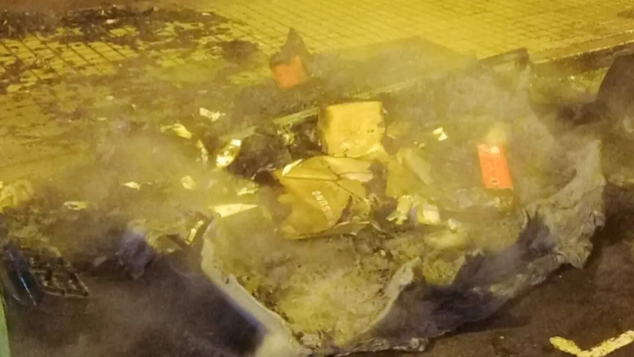 Contenedor quemado. / Polic&iacute;a Nacional
