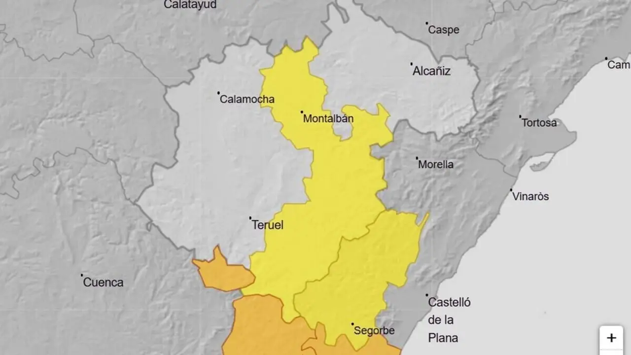 Mapa de avisos por lluvia de la Aemet ./ AEMET