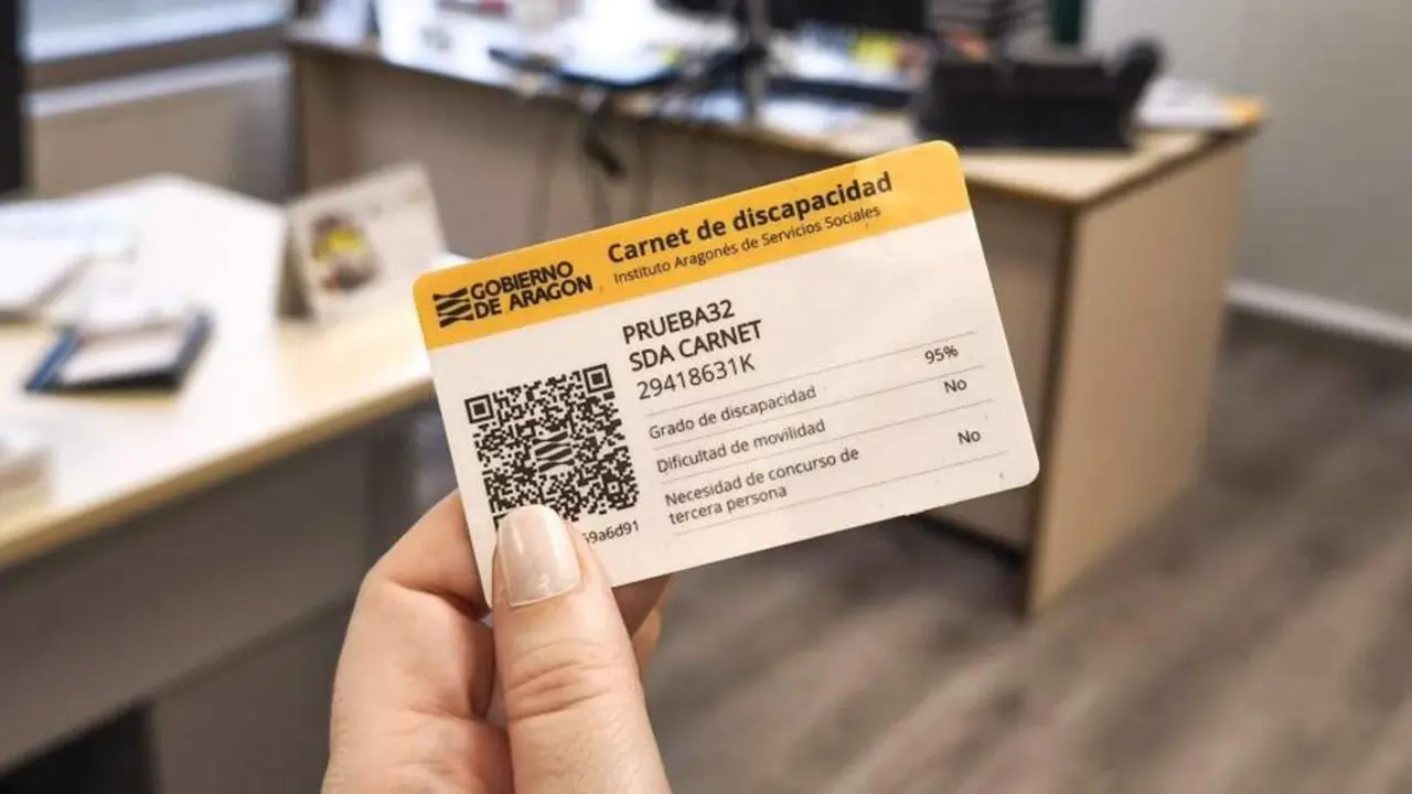 El carnet que acredita el reconocimiento de discapacidad tiene una versi&oacute;n f&iacute;sica y tambi&eacute;n digital. / GOBIERNO DE ARAG&Oacute;N