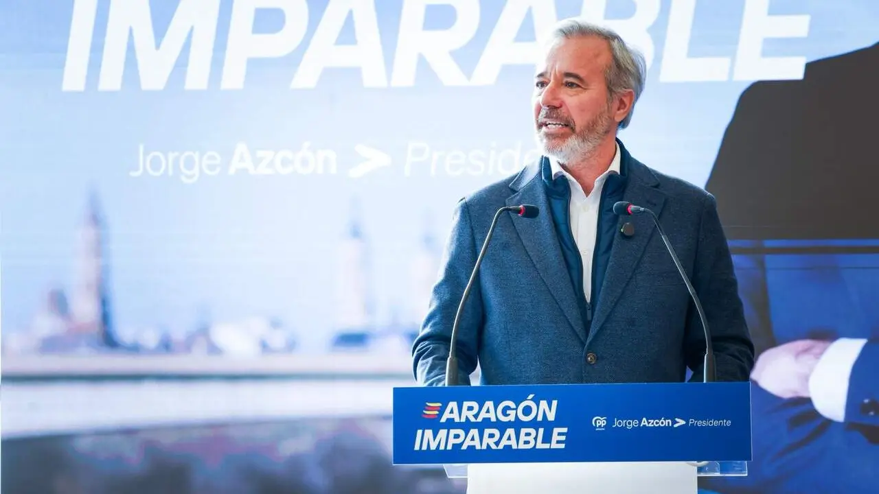 Jorge Azc&oacute;n durante la presentaci&oacute;n de su nuevo lema de campa&ntilde;a / PP