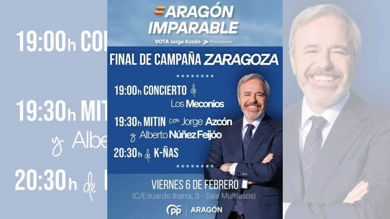 Programa del cierre de campa&ntilde;a electoral del PP de Arag&oacute;n. / HA