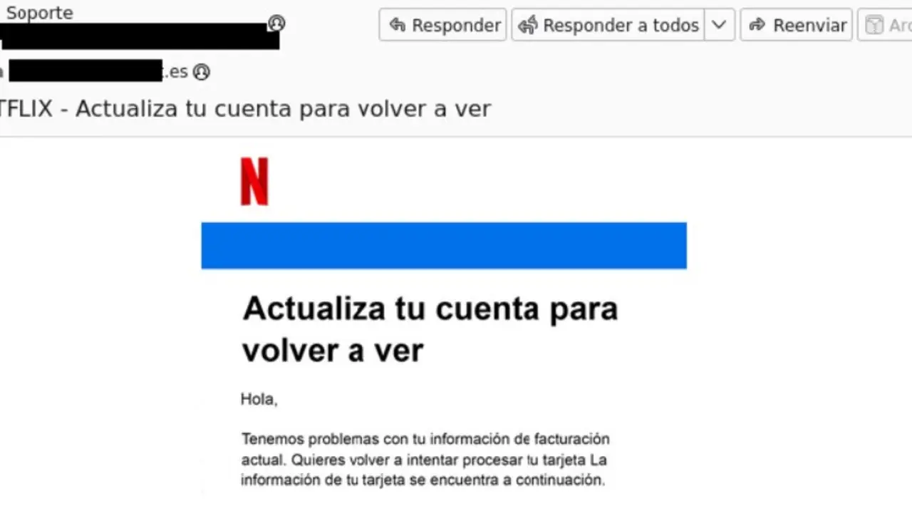 Ejemplo de un correo electr&oacute;nico falso. / GUARDIA CIVIL