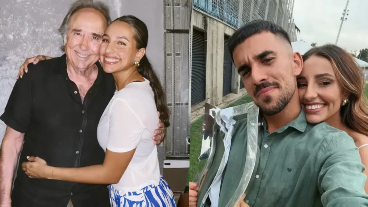Luna Serrat con Juan Manuel Serrat y Dani Ceballos