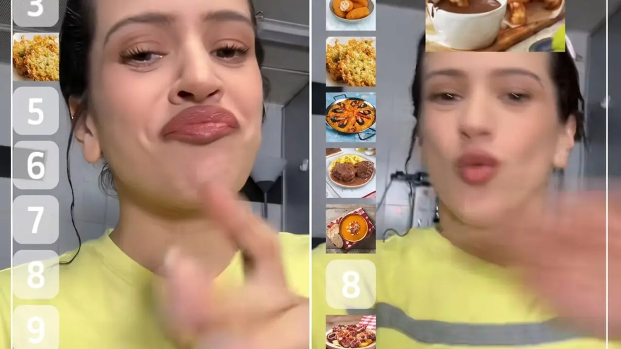 Rosalia hace el ranking de sus tapas espa&ntilde;olas favoritas | Capturas de v&iacute;deo TikTok @rosalia